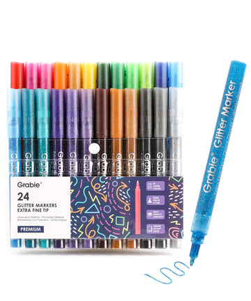 Extra Fine Tip Iridescent Glitter Acrylic Paint Marker Set Of 24